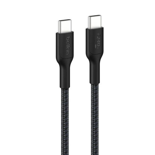 Belkin BoostCharge Pro Braided USB-C To USB-C (2M) - Black (CAB025FQ2MBK), 240W 2.0, 30K+ Bend, USB-IF Certified, Apple, Samsung,2 Years Warranty