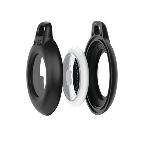 Belkin Waterproof Secure Holder with Key Ring for AirTag (Pack of 2) - Black(MSC014btBK),IPXB Waterproof,Convenient Twist Lock Design,2 Years Warranty