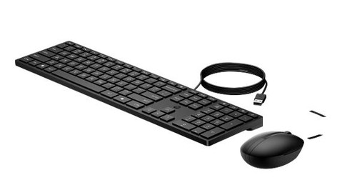 HP 320MK USB Wired Desktop Keyboard Mouse Combo Reduced-sized & Low-Profile Quiet Keys Plug&Play for Notebook Desktop PC WIN11/10 Black