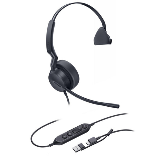 Yealink UH42 Mono Teams USB-C/A Microsoft Certified Teams USB Wired Headset, Noise-Canceling Microphone, Leather Ear Cushions Controller Teams  button