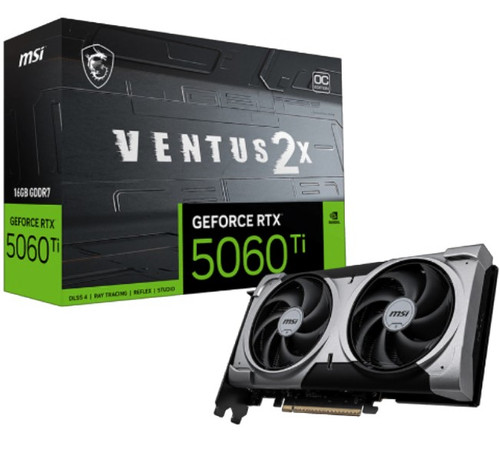 MSI nVidia GeForce RTX™ 5060 Ti 16G VENTUS 2X OC PLUS, PCI Express® Gen 5 x16, Boost: 2602 MHz, CUDA 4608 Units, 16GB GDDR7, HDMI™ x 1