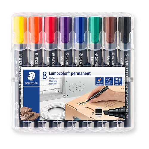 Staedtler Permanent Marker Chisel Assorted Wallet 8