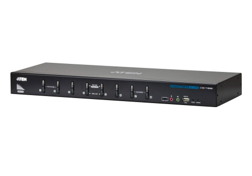 Aten 8 Port USB DVI Dual Link KVM Switch, Video DynaSync, 2.1 Audio, multi-display support by stacking up to four CS1788 units, Mouse and Keyboard emu