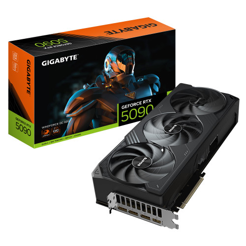 Gigabyte GeForce RTX™ 5090 WINDFORCE OC 32G, 2467 MHz, CUDA 21760, 28 Gbps, GDDR7, 512 bit, PCI-E 5.0, PSU 1000W, DisplayPort 2.1b *3 HDMI 2.1b *1