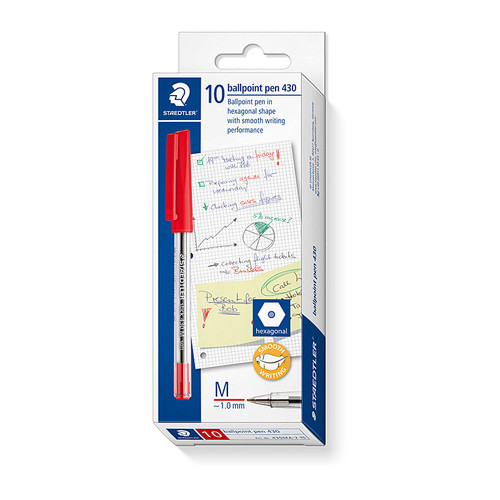 Staedtler Ballpoint 430 Medium Red Box 10