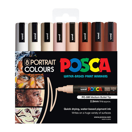 Posca PC-5M Medium Portrait Pack 8