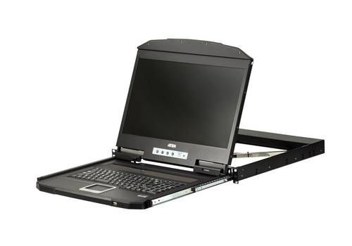 Aten Rackmount Single Rail LCD Console VGA USB w/ 18.5' LCD Display, 1x Custom KVM Cable Included, 1366x768@60hz Display, LED Illumination