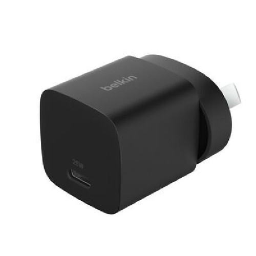 Belkin BoostCharge 25W USB-C PD 3.1 Cubic Wall Charger - Black (WCA012AUBK), Portable & Powerful, Apple, MFI-Certified, CEW $2500, 2 Years Warranty