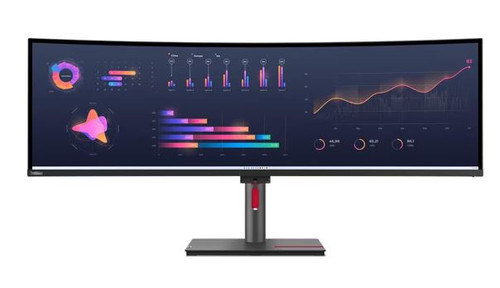 Lenovo ThinkVision P49W-30 49' Dual QHD Curve Monitor IPS 5K 5120x2160 21:9 Height Adjustable Tilt Swivel DP HDMI TBT4 USB-C Hub USB-B LAN Audio VESA