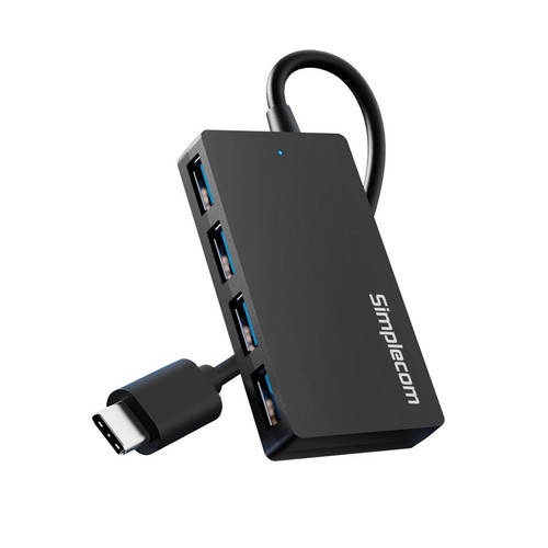 Simplecom CH352 USB-A to 4xPort SuperSpeed USB 3.2 Gen1, 5Gbps, plug & play, bus-powered, ABS, 76×41×11mm, 35g, 15cm cable, Win/macOS/Linux compatible