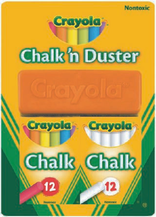 Chalk N Duster Crayola 516009 with pack 12 White and pack 12 Coloured sticks in Hangsell Blister Pack