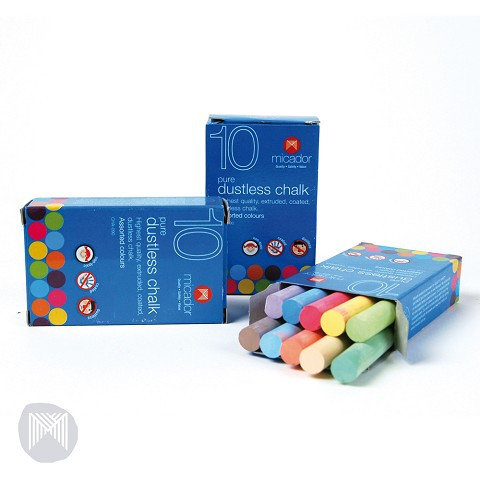 Chalk White Micador CHW10 Box of 60 in 6 Packs of ten small sticks