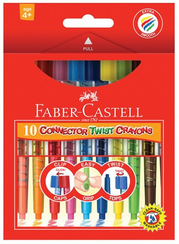 Crayons Twistable Faber Castell Connector Twist Pack 10 Assorted Colours