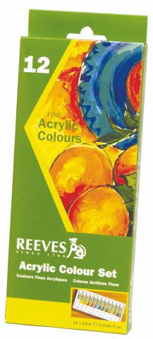 Paint Reeves Acrylic Colour 12 x 12ml Set