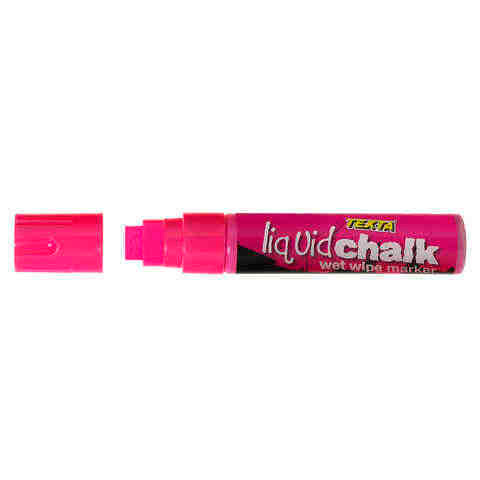 Liquid Chalk Marker Texta Wet Wipe 15mm Jumbo Chisel Card of 1 Pink