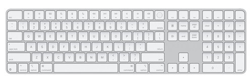 Apple MXK73ZA/A, Magic Keyboard with Touch ID and Numeric Keypad for Mac models with Apple silicon, Wireless, US English, White Keys, 1 Year Warranty