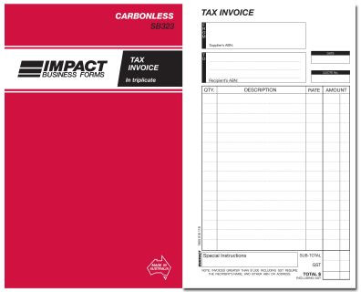 Invoice and Statement Book Carbonless Impact 8 x 5 Triplicate SB323