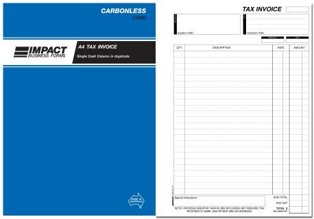 Tax Invoice Book Carbonless Impact A4 SMC Duplicate CS580
