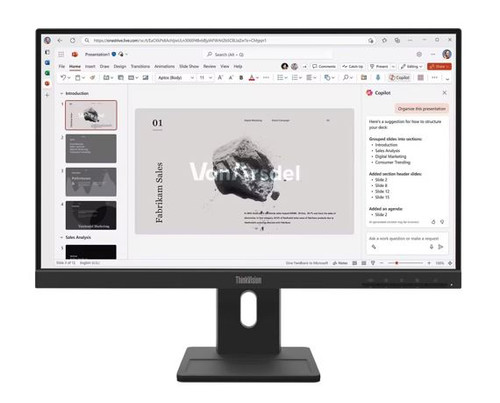 Lenovo ThinkVision E22-40 21.5-22' FHD IPS Monitor 1920x1080 100Hz 16:9 Anti-Glare Height Adjustable Tilt Swivel Pivot VGA DP HDMI VESA 3yr wty Black