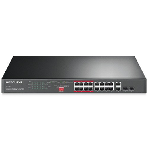 Mercusys MS118CP 16-Port 10/100Mbps + 2-Port Gigabit Rackmount Switch with 16-Port PoE+