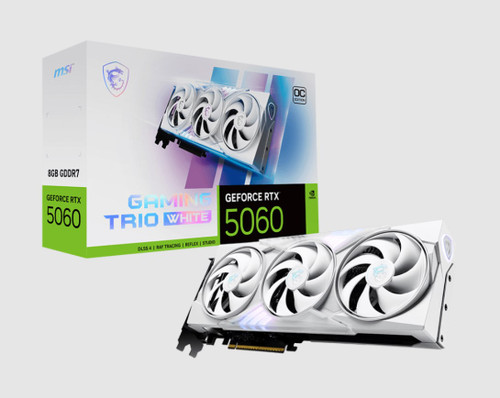 MSI nVidia GeForce RTX 5060 8G GAMING TRIO OC WHITE, PCI Express® Gen 5 x16, Boost: 2625 MHz, CUDA 3840 Units, 8GB GDDR7, HDMI™ x 1