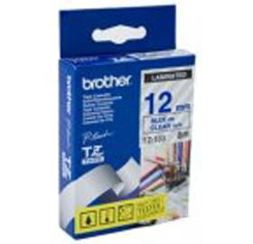 Brother Laminated 12mm Blue on Clear Tape - 8 meters