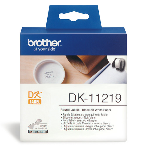 Brother DK11219 White Round Label 12mm diameter - 1200 per roll