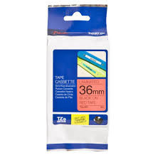 Brother 36mm Black on Red Labelling Tape - 8 meters
