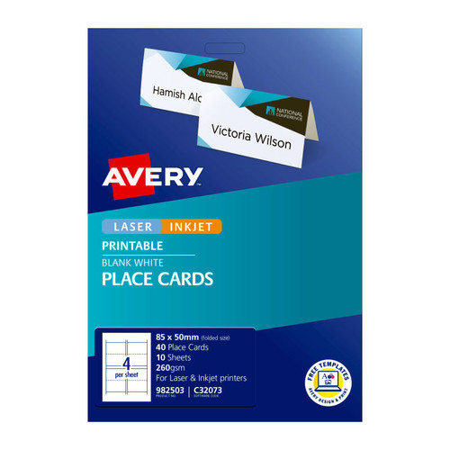 Avery Label Folded Placecard C32073 85 x 50 4Up Pack10