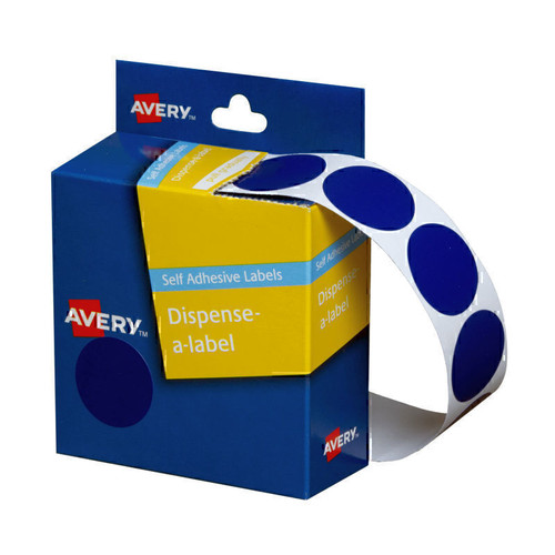 Avery Blue Circle Dispenser Labels, 24 mm diameter, 500 Labels (937244)