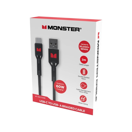 Monster 2M USB-C to USB-A Cable Black
