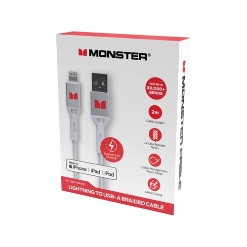 Monster 2M Lightning to USB-A Cable White