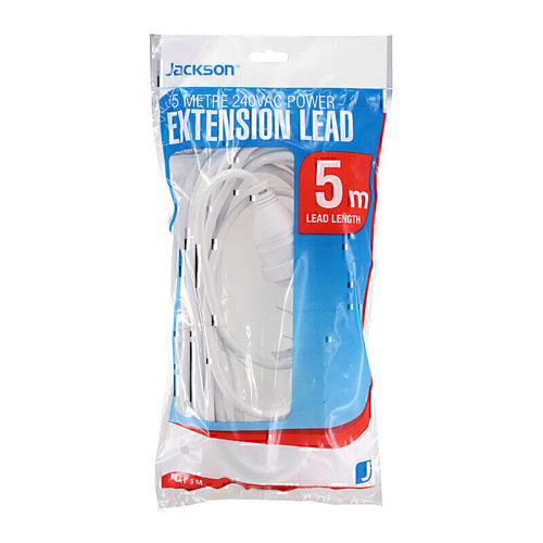 Jackson 5 Metre 240VAC Mains Power Extension Lead - 5m / White