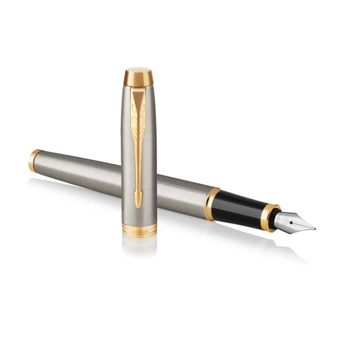 Parker IM Brushed Metal Gold Fountain Pen Medium Nib