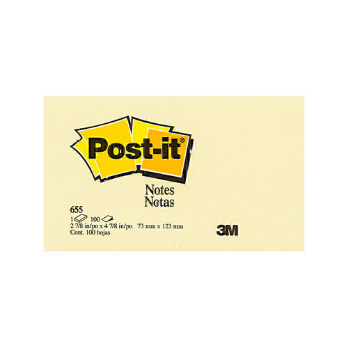 Post-It Note 655 Yellow 73X123 Pk12