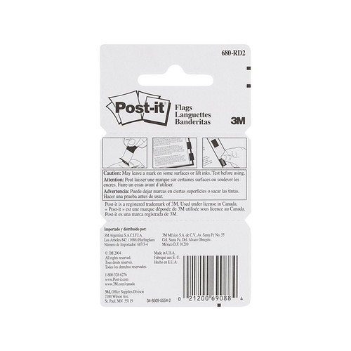 Post-It Flags 680-RD2 Red Pk2 Box of6
