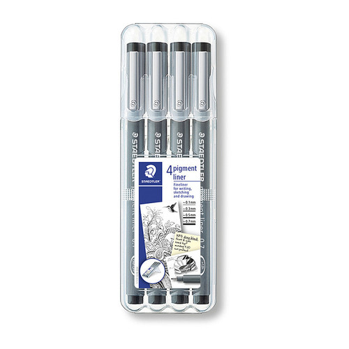 Staedtler Fineliner 0.5mm Black Wallet of 4
