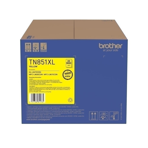 Brother TN851XLY Yellow Toner - 9,000 pages