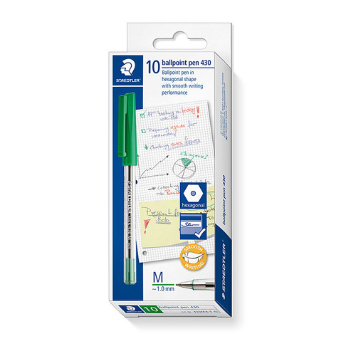 Staedtler Ballpoint 430 M Green Box 10