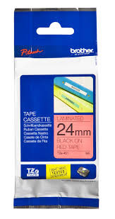 Brother 24mm Black Text On Red Tape - 8 metres