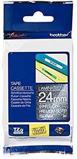 Brother 24mm White on Silver Tape - 4 meters
