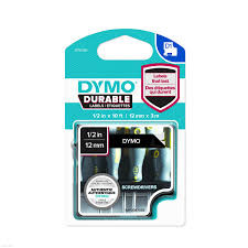 Dymo D1 Durable Lable White on Black 12mm x 3m