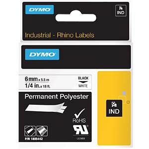 Dymo Rhino Black on White 6mm Tape