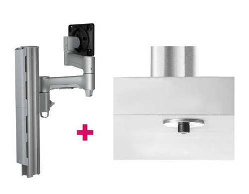 Atdec AWMS-4640 Single 460mm Monitor Arm + 400mm Post / 12kg (26.5lb) Flat Screen, 10kg (22lb) Curved Screen + Bolt-Through Desk Fixing, Silver