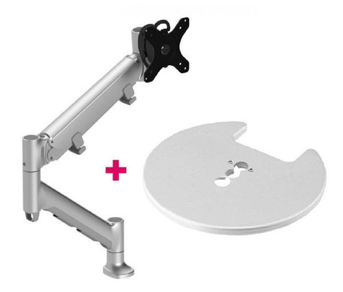Atdec AWMS-HXB Heavy Duty 597mm Dynamic Monitor Arm/ 6-16kg (13-35lb) Flat Screen, 6-12kg (13-26.5lb) Curved Screen + Grommet Clamp DeskFixing, Silver
