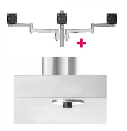 Atdec AWMS-3-13714 Triple Monitor Arms + 400mm Post / 12kg (26.5lb) Flat Screens, 10kg (22lb) Curved Screens + Bolt-Through Desk Fixing, Silver