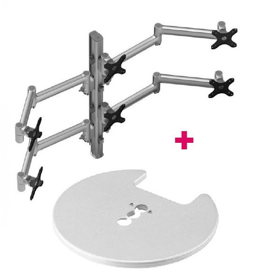 Atdec AWMS-6-13717 Six Monitor Arm 29.5" Post Desk Mount and Grommet Clamp Desk Fixing, Silver