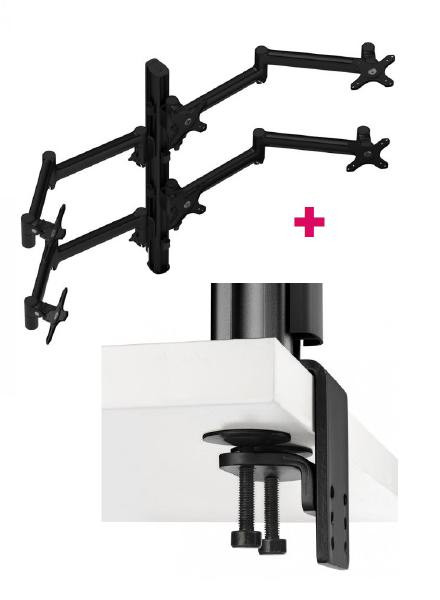 Atdec AWMS-6-13717 Six Monitor Arm 29.5" Post Desk Mount and Heavy-Duty F Clamp Desk Fixing, Black