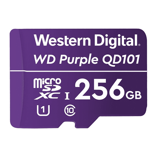 Western Digital WD Purple 256GB MicroSDXC Card 24/7 -25°C to 85°C Weather & Humidity Resistant for Surveillance IP Cameras mDVRs NVR Dash Cams Drones