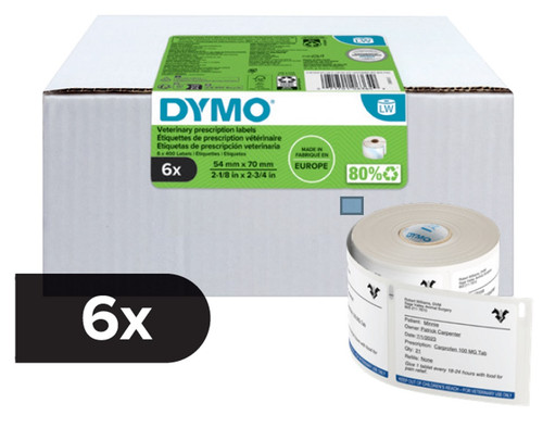Dymo 2187328 LabelWriter Veterinary Drug Labels 70 x 54mm 6 Pack